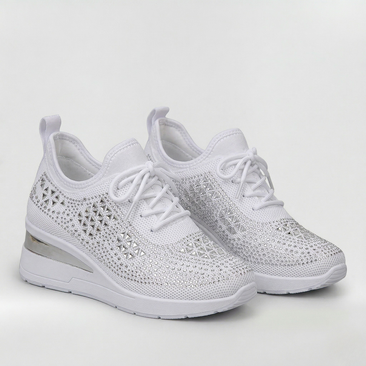 Giovanna sneakers donna con zeppa interna e strass, foto 1