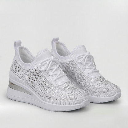 Giovanna sneakers donna con zeppa interna e strass, foto 1