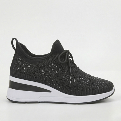 Giovanna sneakers donna con zeppa interna e strass, foto 10