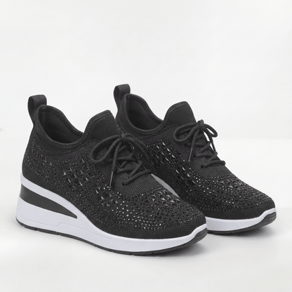 Giovanna sneakers donna con zeppa interna e strass, foto 2