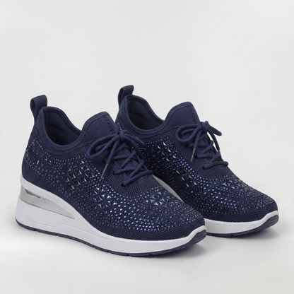 Giovanna sneakers donna con zeppa interna e strass, foto 3