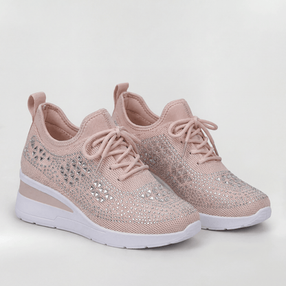 Giovanna sneakers donna con zeppa interna e strass, foto 5