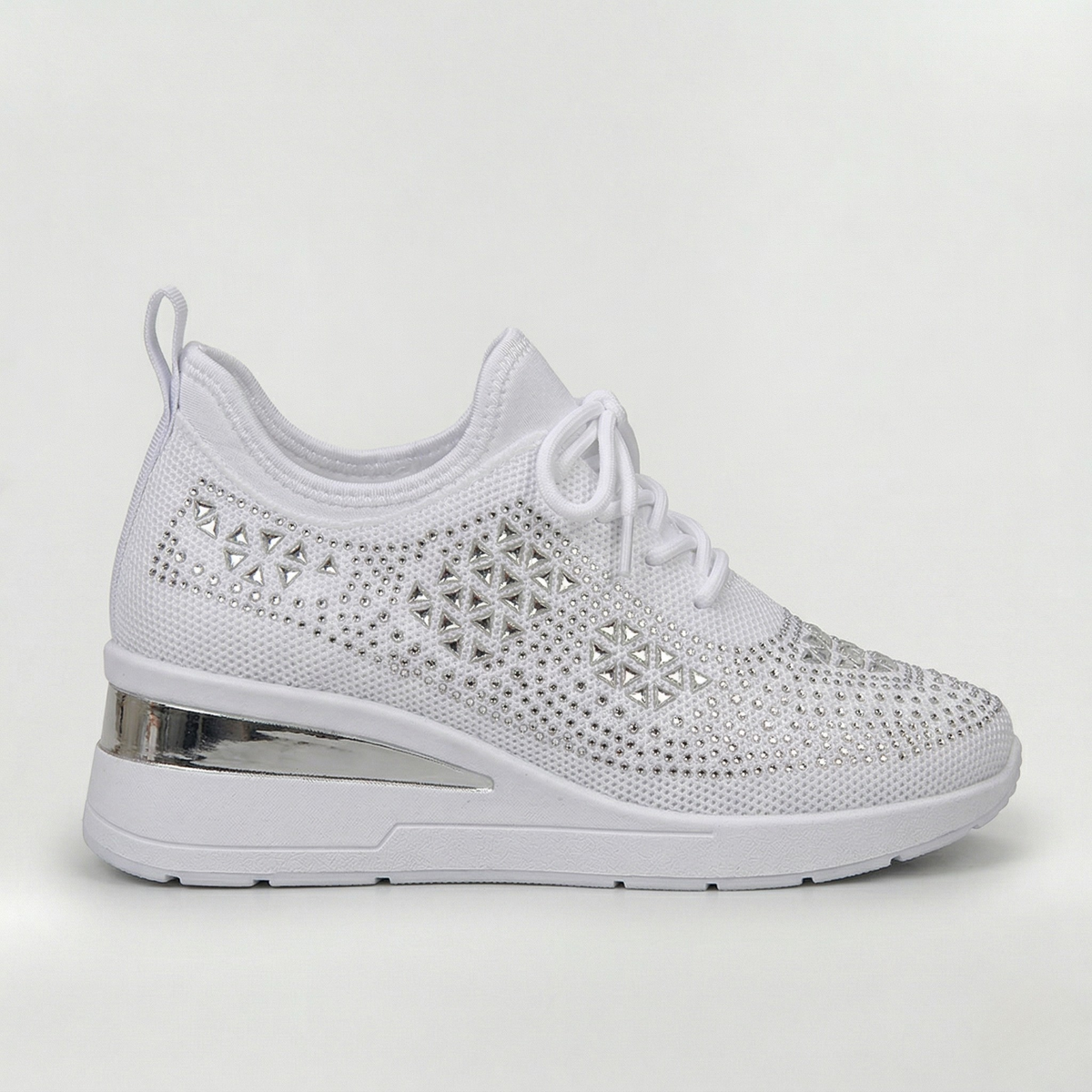 Giovanna sneakers donna con zeppa interna e strass, foto 7
