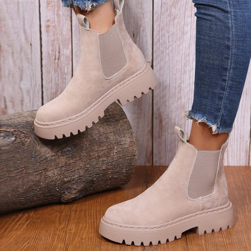 Giovita chelsea boots donna in similpelle con plateau e punta tonda, foto 2