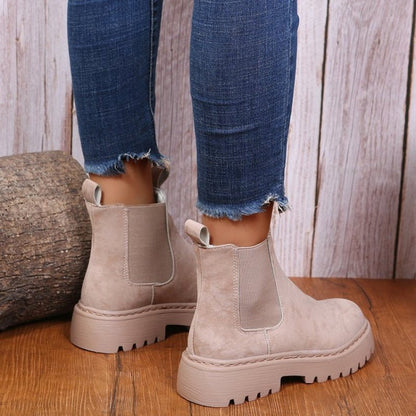Giovita chelsea boots donna in similpelle con plateau e punta tonda, foto 3