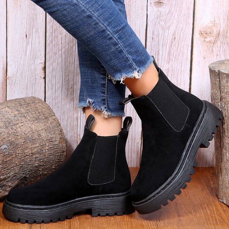 Giovita chelsea boots donna in similpelle con plateau e punta tonda, foto 4