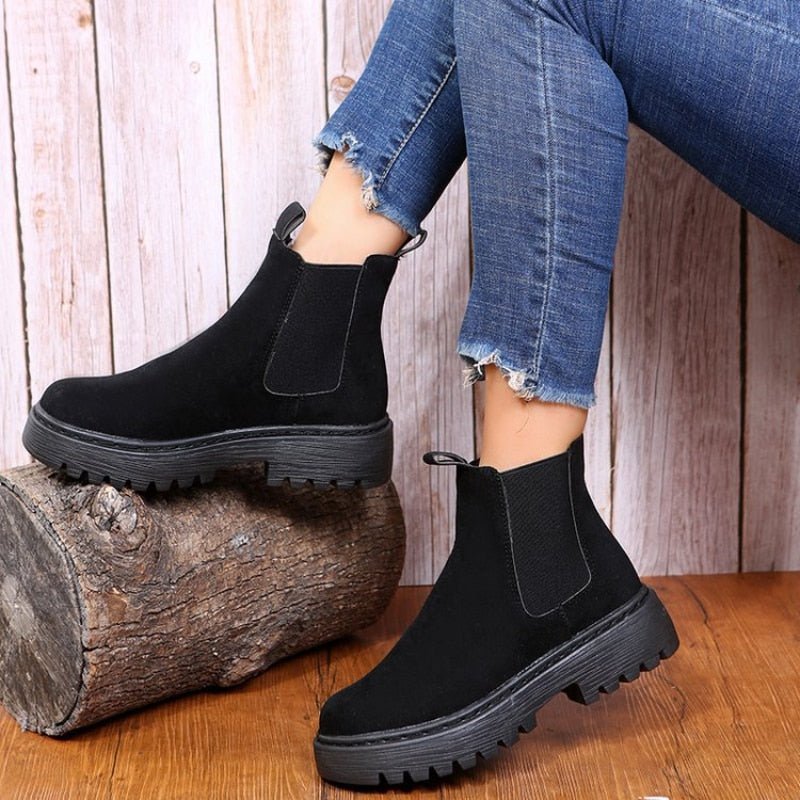 Giovita chelsea boots donna in similpelle con plateau e punta tonda, foto 5