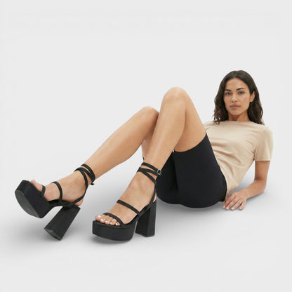 Grazia sandali donna con tacco largo e plateau a punta quadrata, foto 2