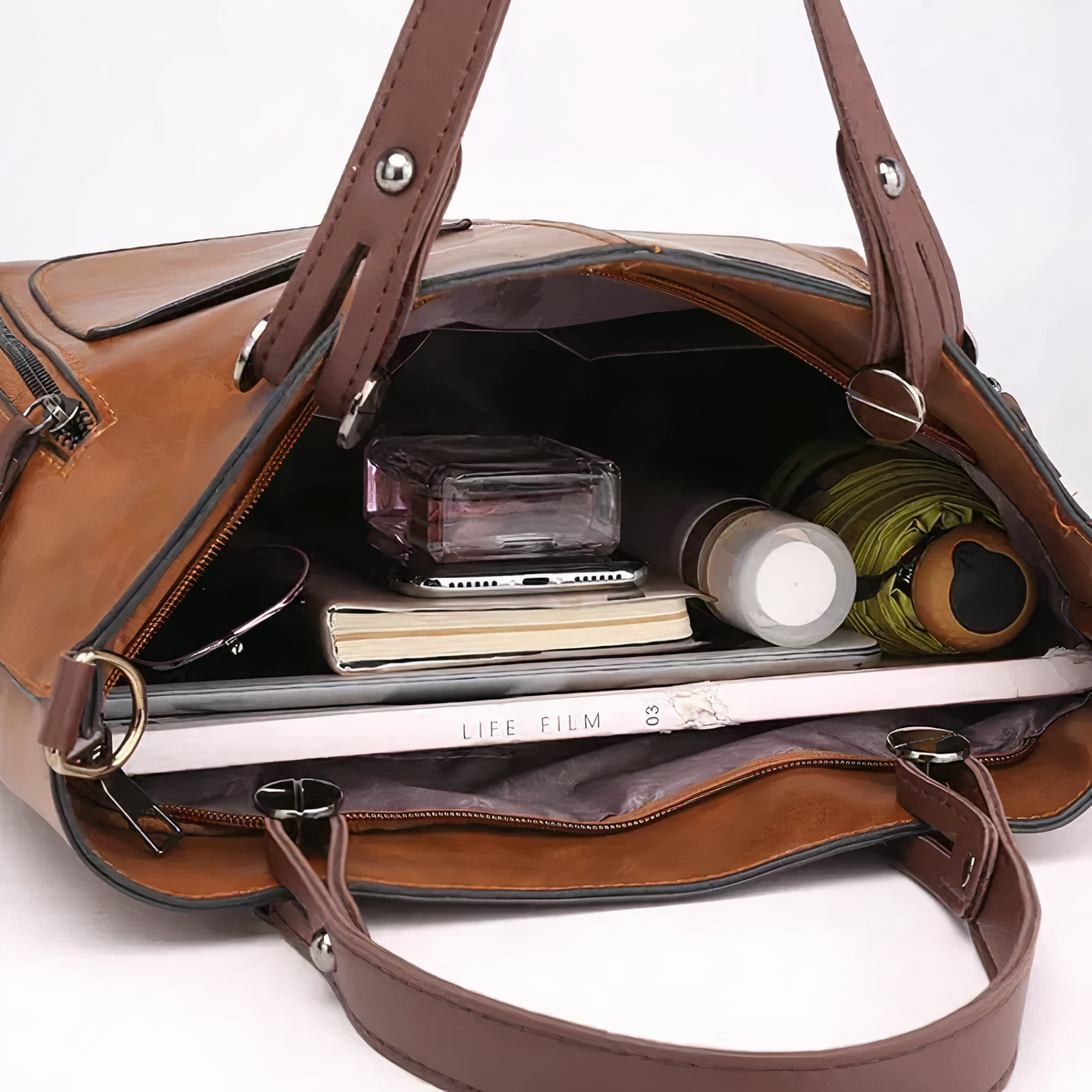 Guendalina borsa a tracolla donna con tasche frontali e manici corti, foto 3