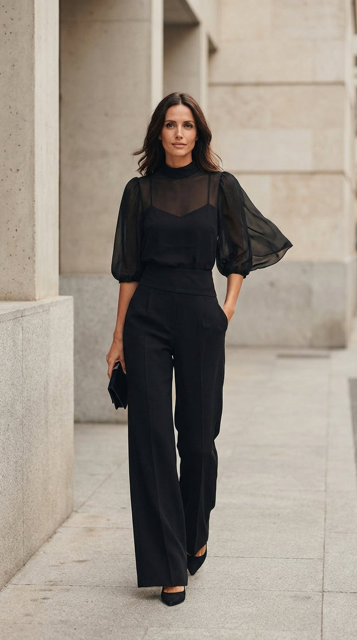 Lucrezia | Completo in tre pezzi con blusa in chiffon