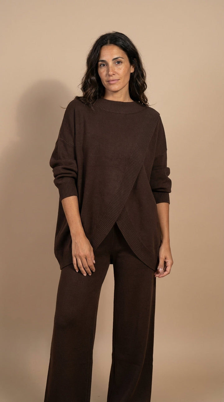 Delia | Completo top asimmetrico e pantalone a vita alta