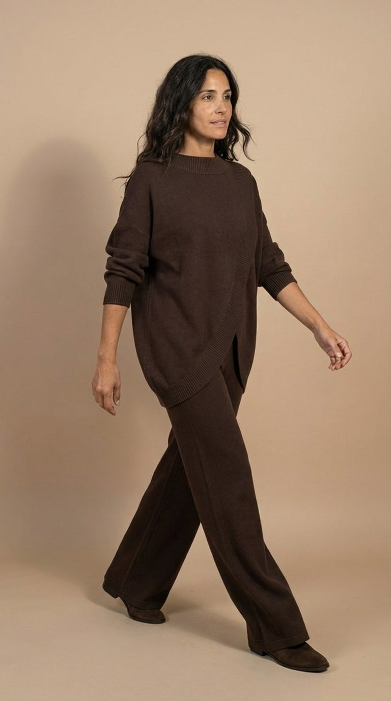 Delia | Completo top asimmetrico e pantalone a vita alta