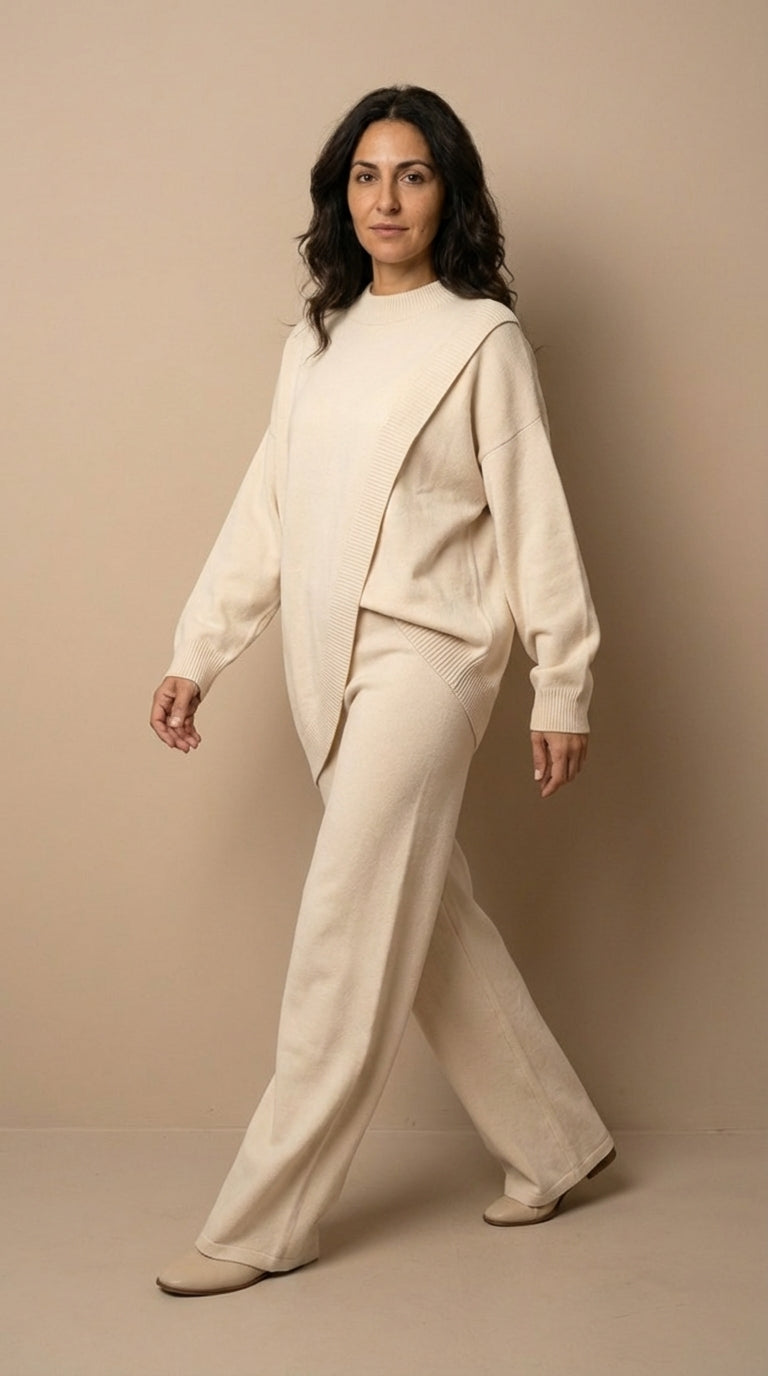 Delia | Completo top asimmetrico e pantalone a vita alta