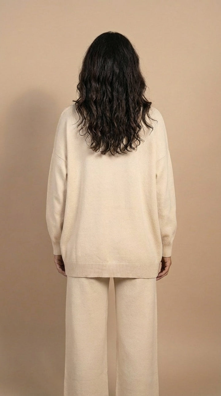 Delia | Completo top asimmetrico e pantalone a vita alta