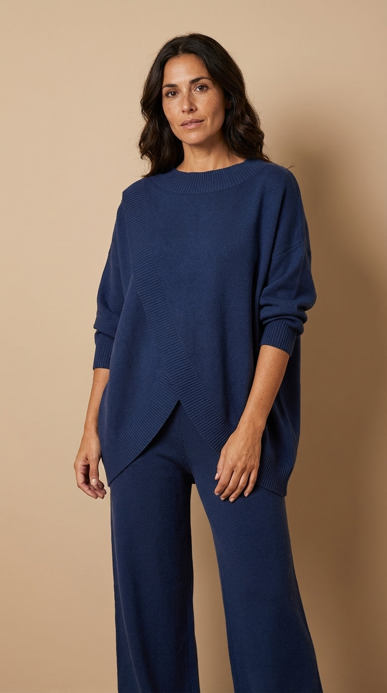 Delia | Completo top asimmetrico e pantalone a vita alta