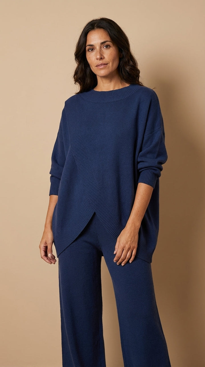 Delia | Completo top asimmetrico e pantalone a vita alta