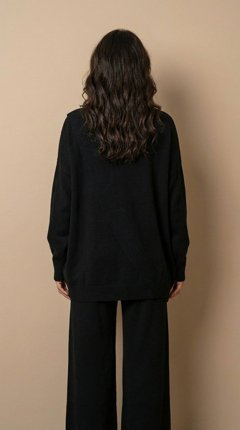 Delia | Completo top asimmetrico e pantalone a vita alta