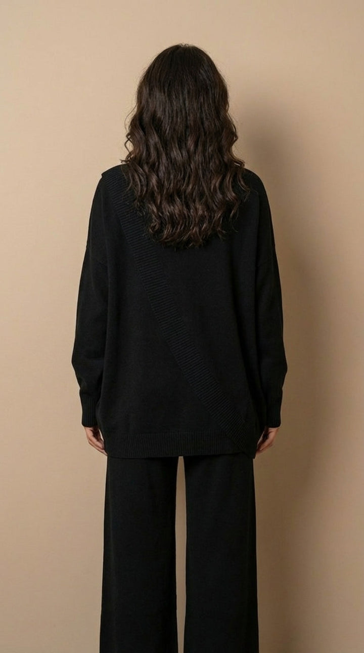 Delia | Completo top asimmetrico e pantalone a vita alta