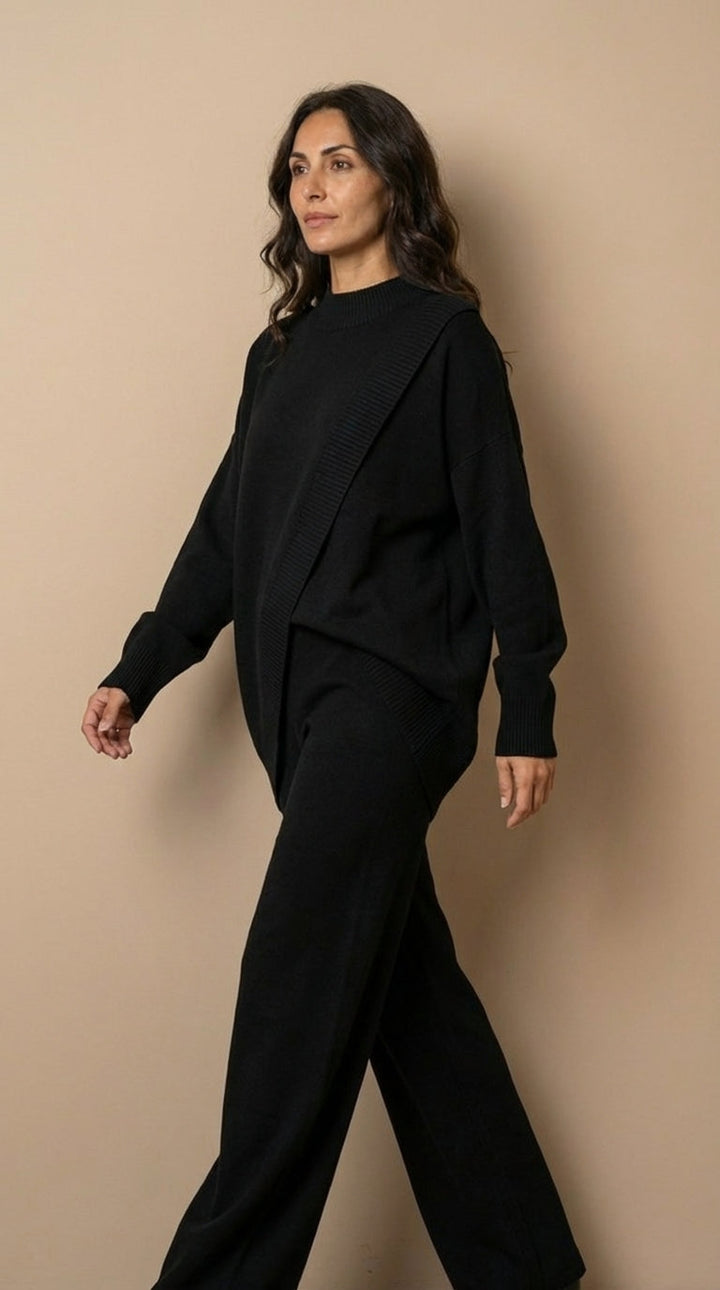 Delia | Completo top asimmetrico e pantalone a vita alta