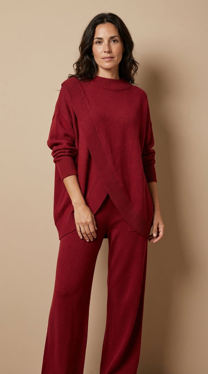 Delia | Completo top asimmetrico e pantalone a vita alta