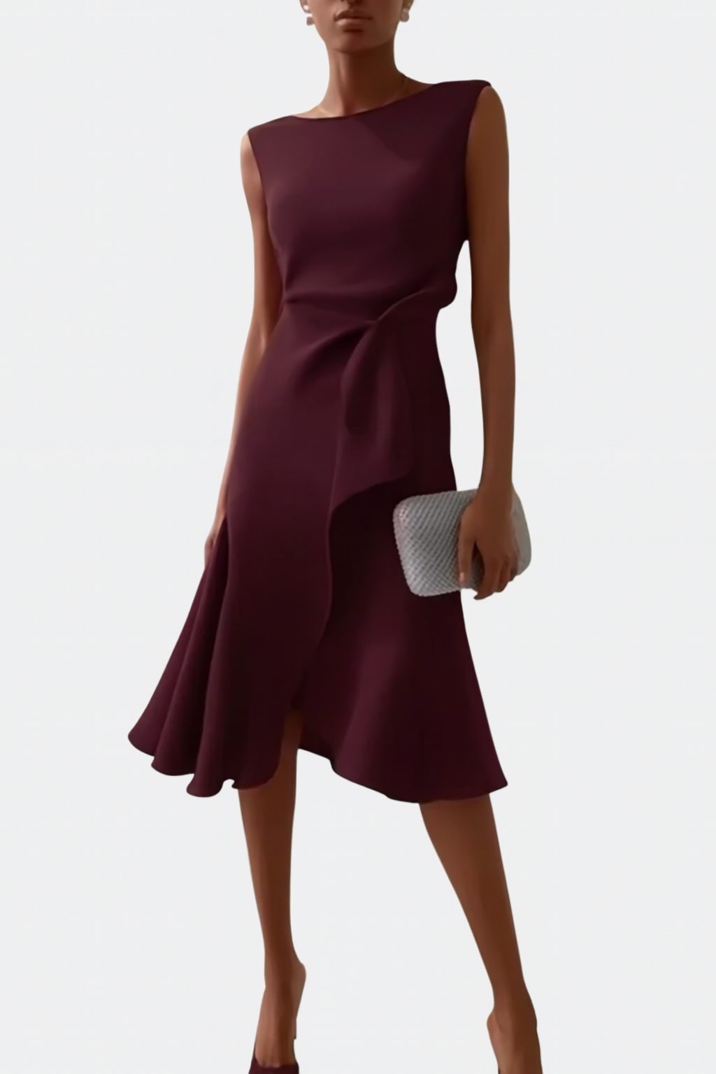 Cosima | Abito midi drappeggiato con orlo asimmetrico
