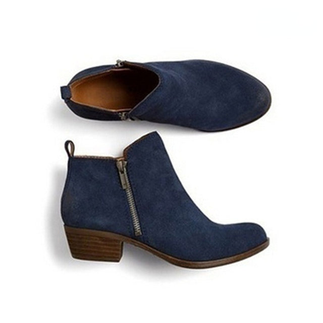 Iris stivaletti donna in similpelle con zip laterale e tacco basso, foto 2