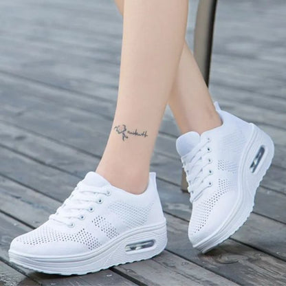 Irmgarda sneakers donna in maglia con lacci e suola alta, foto 10