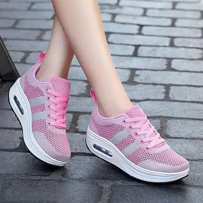 Irmgarda sneakers donna in maglia con lacci e suola alta, foto 4