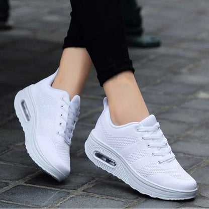 Irmgarda sneakers donna in maglia con lacci e suola alta, foto 5