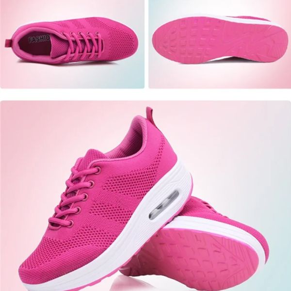 Irmgarda sneakers donna in maglia con lacci e suola alta, foto 6