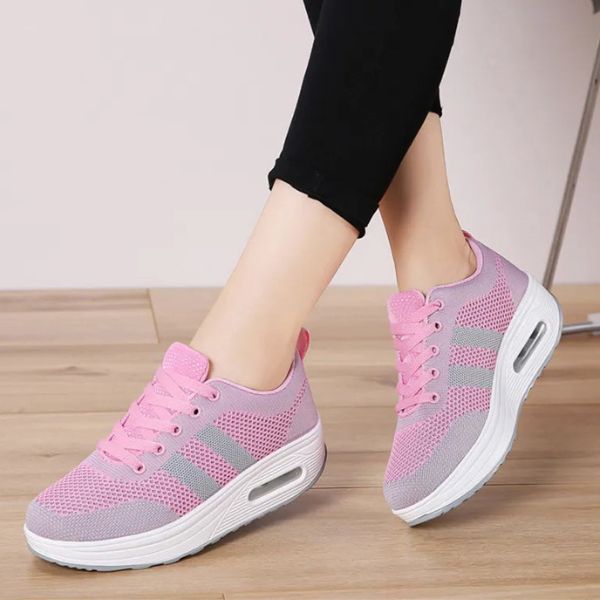 Irmgarda sneakers donna in maglia con lacci e suola alta, foto 7
