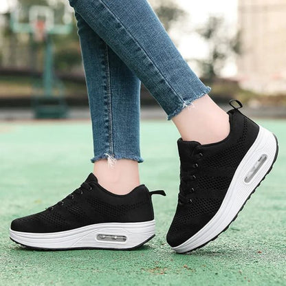 Irmgarda sneakers donna in maglia con lacci e suola alta, foto 9