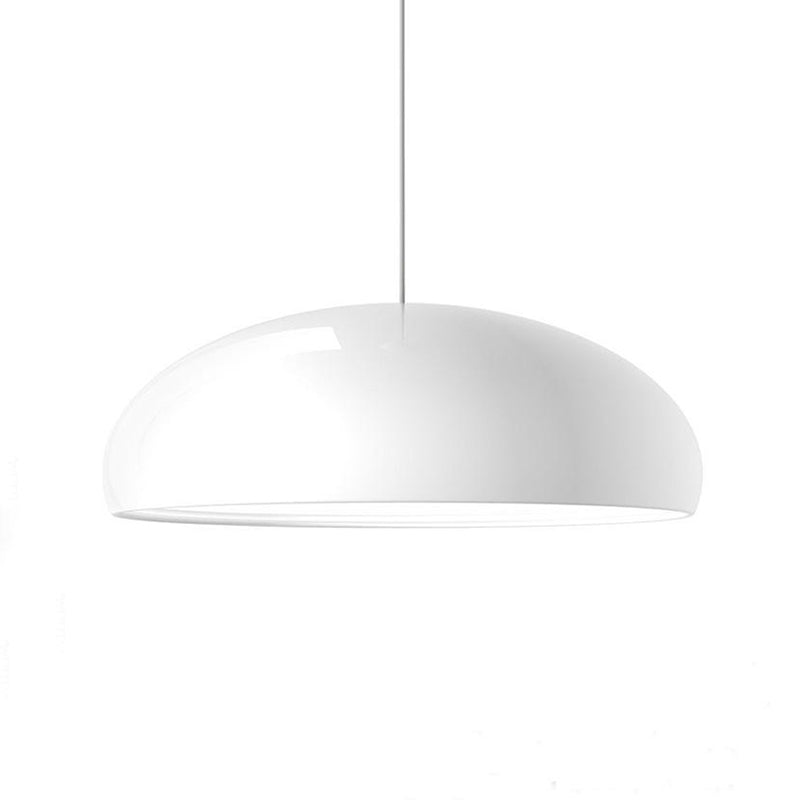 Lampada a sospensione a cupola curva in metallo, nero bianco arancione rosso vino