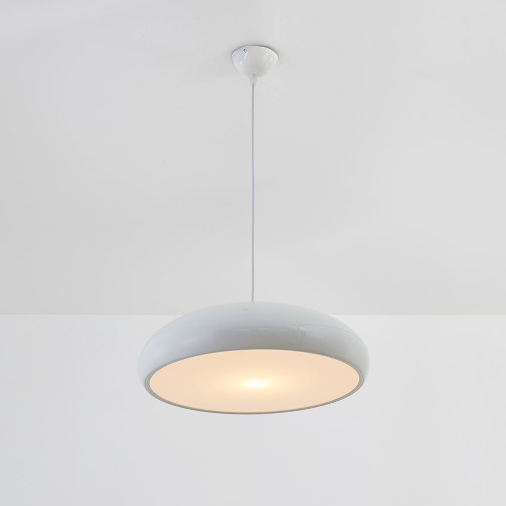 Lampada a sospensione a cupola curva in metallo, nero bianco arancione rosso vino