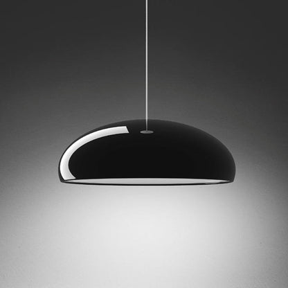 Lampada a sospensione a cupola curva in metallo, nero bianco arancione rosso vino