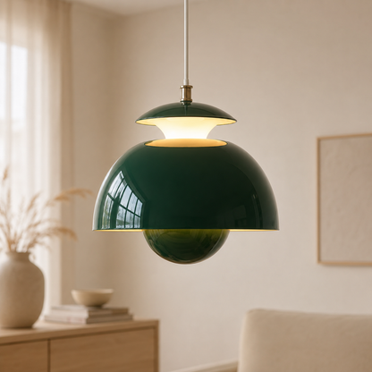 Lampada a sospensione a cupola verde