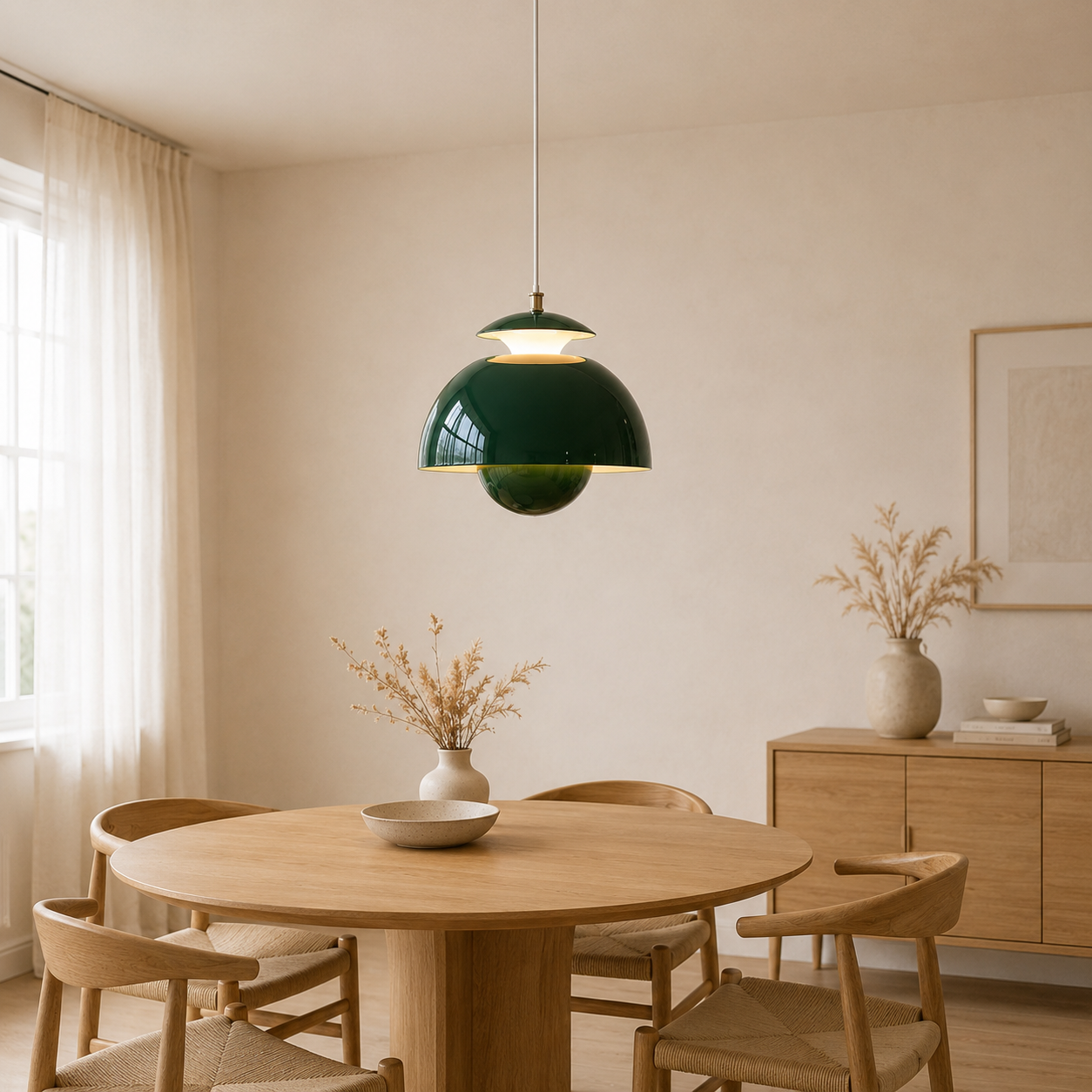 Lampada a sospensione a cupola verde