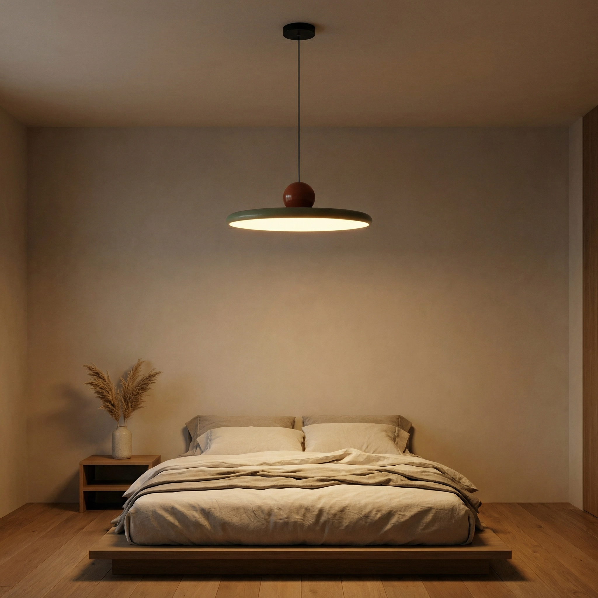 Lampada a sospensione a disco in vetro colorato stile Bauhaus