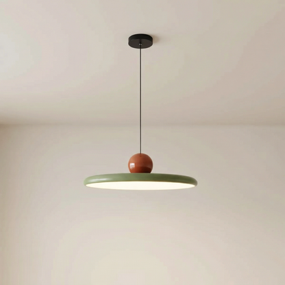 Lampada a sospensione a disco in vetro colorato stile Bauhaus