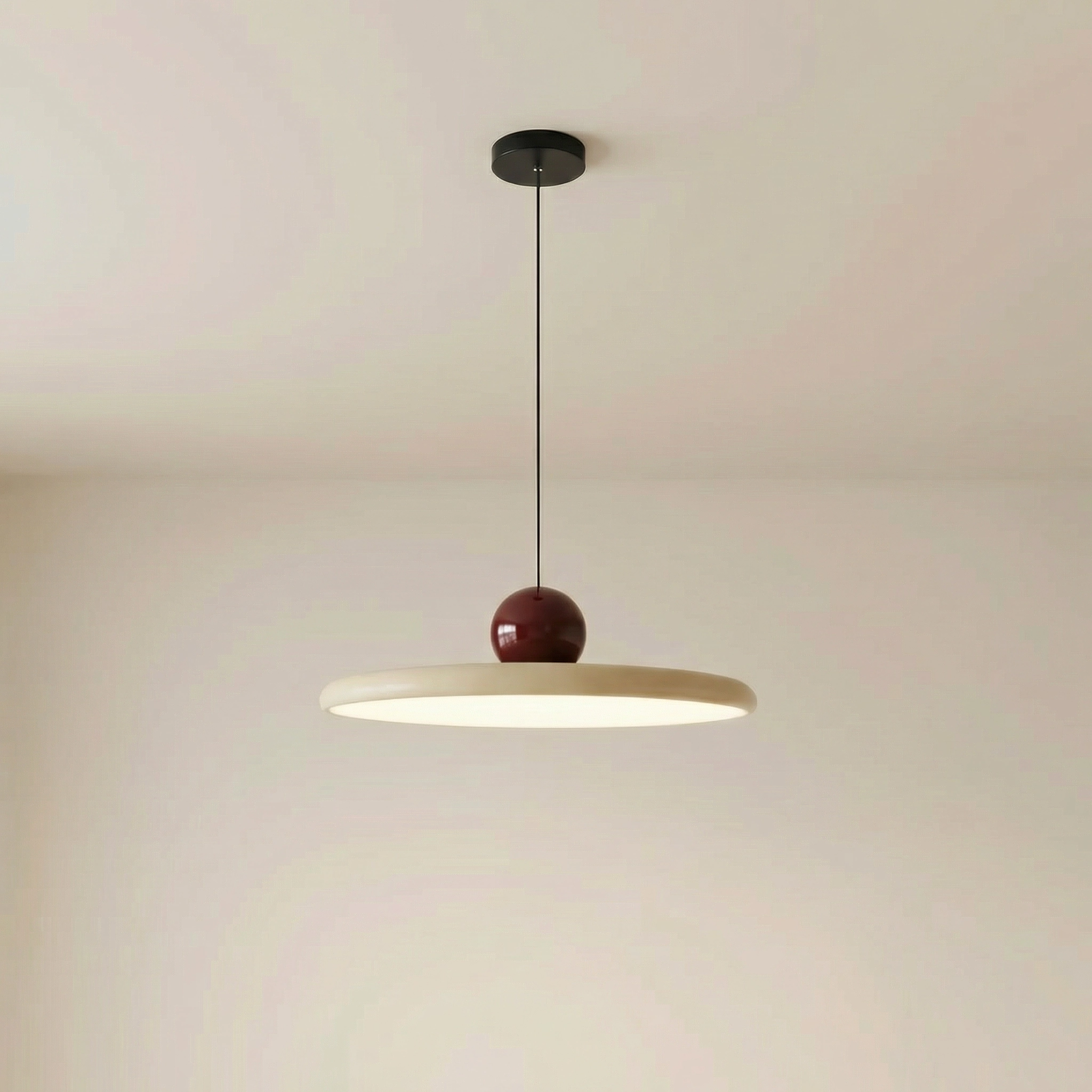 Lampada a sospensione a disco in vetro colorato stile Bauhaus