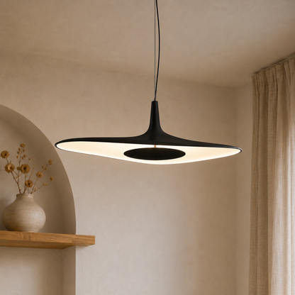 Lampada a sospensione a disco irregolare ondulato, moderna e minimalista