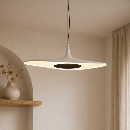 Lampada a sospensione a disco irregolare ondulato, moderna e minimalista