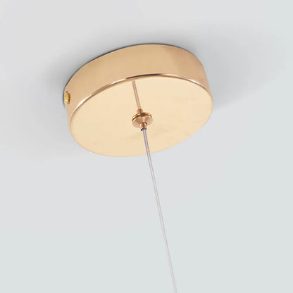 Lampada a sospensione a goccia in cristallo con metallo color oro
