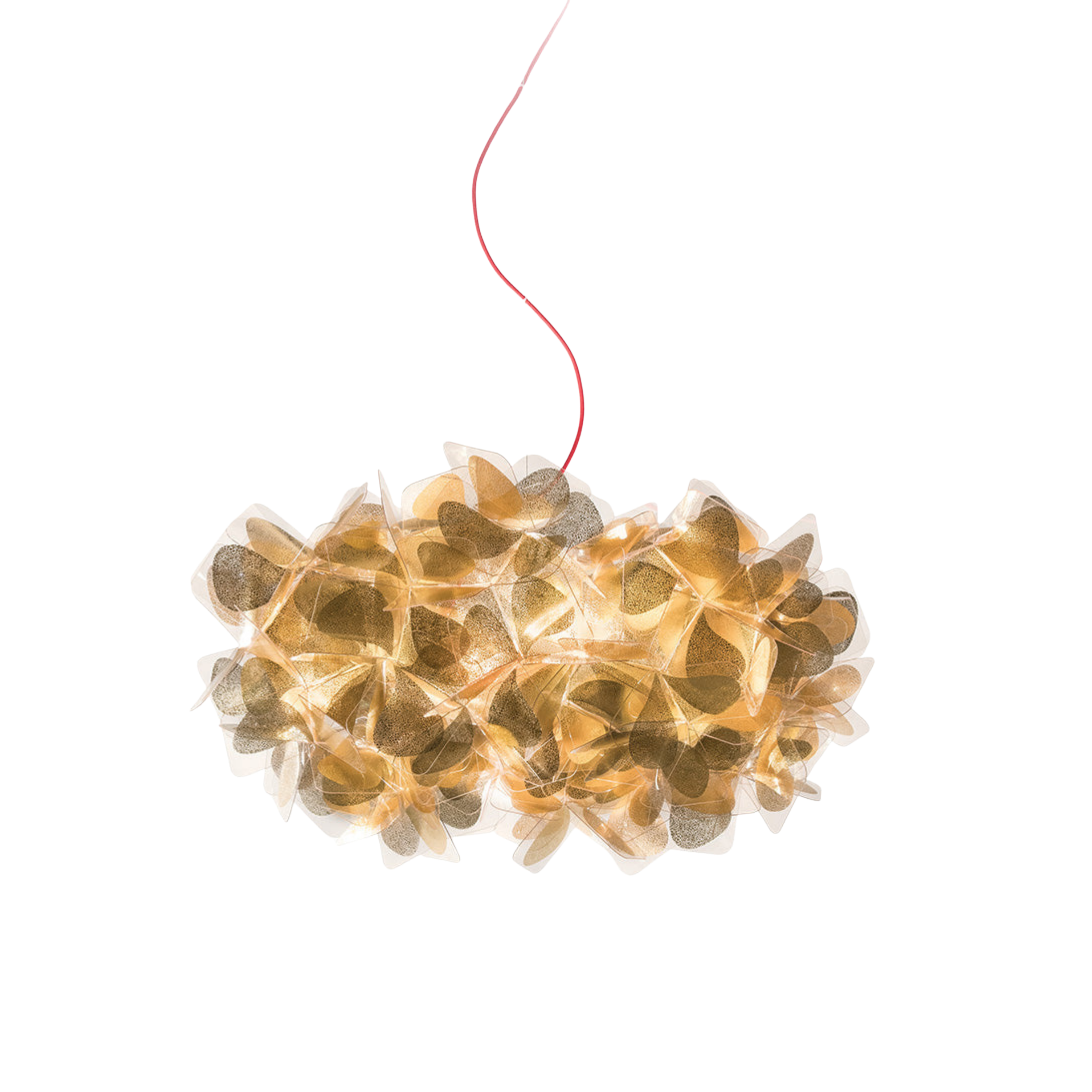 Lampada a sospensione a grappolo con petali di fiore, bianco o oro