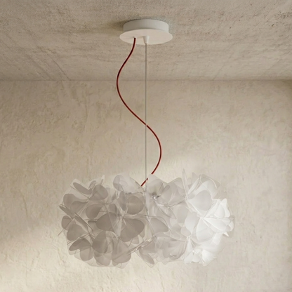 Lampada a sospensione a grappolo con petali di fiore, bianco o oro