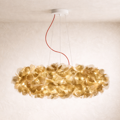 Lampada a sospensione a grappolo con petali di fiore, bianco o oro