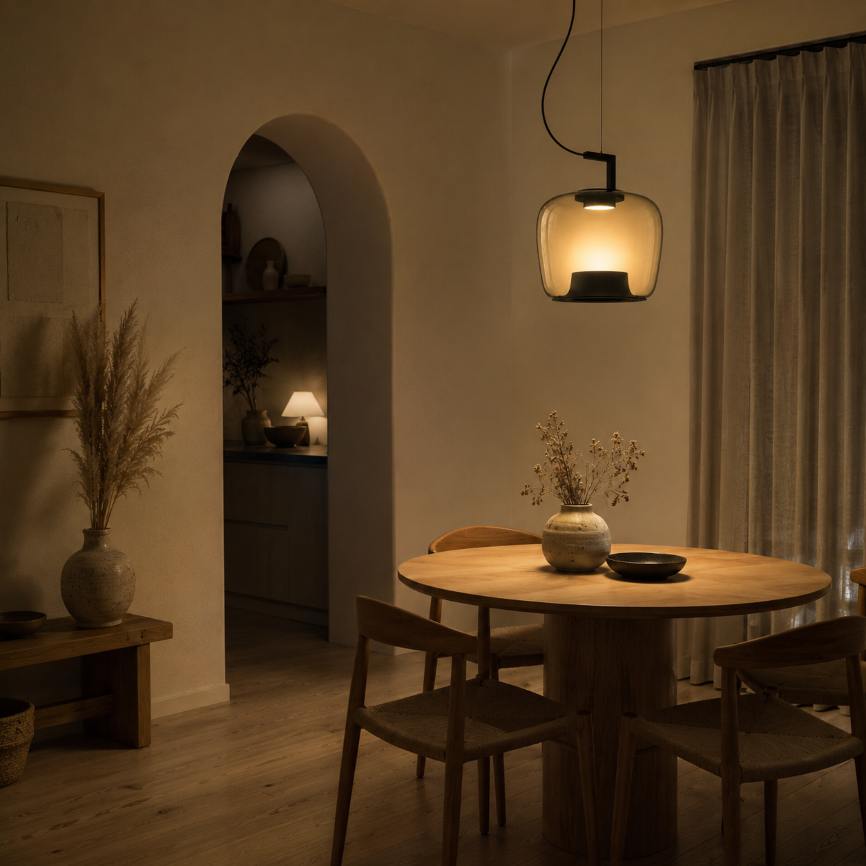 Lampada a sospensione a lanterna in vetro colorato ambra