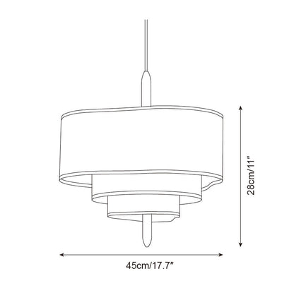 Lampada a sospensione a tamburo in tessuto verde con dettagli in legno, stile scandinavo