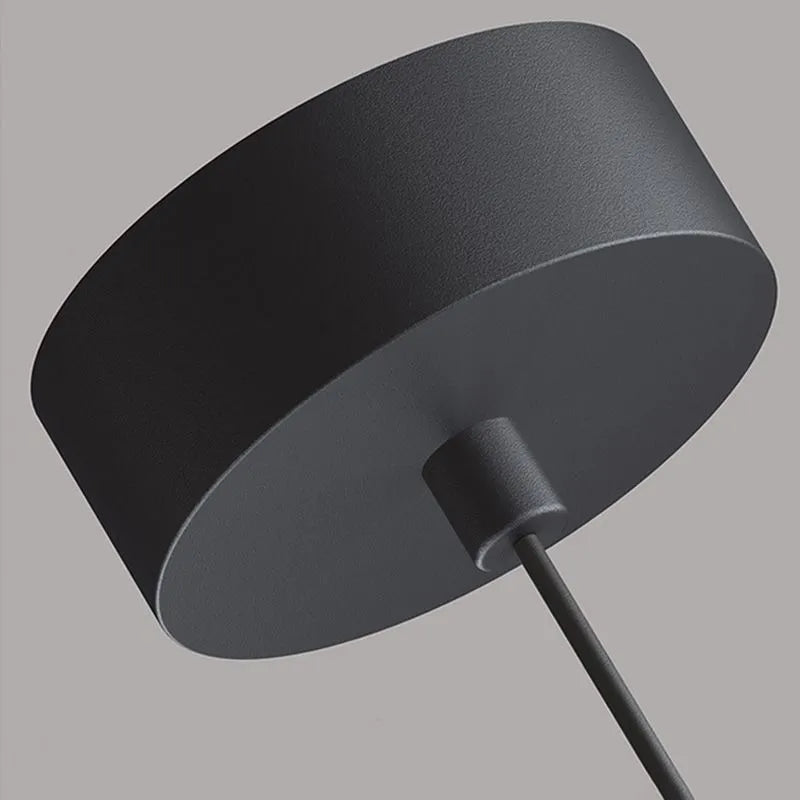 Lampada a sospensione cilindrica sottile in metallo nero, LED moderna e minimalista