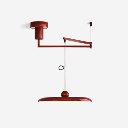 Lampada a sospensione con braccio regolabile e paralume a disco in metallo, LED integrato dimmerabile